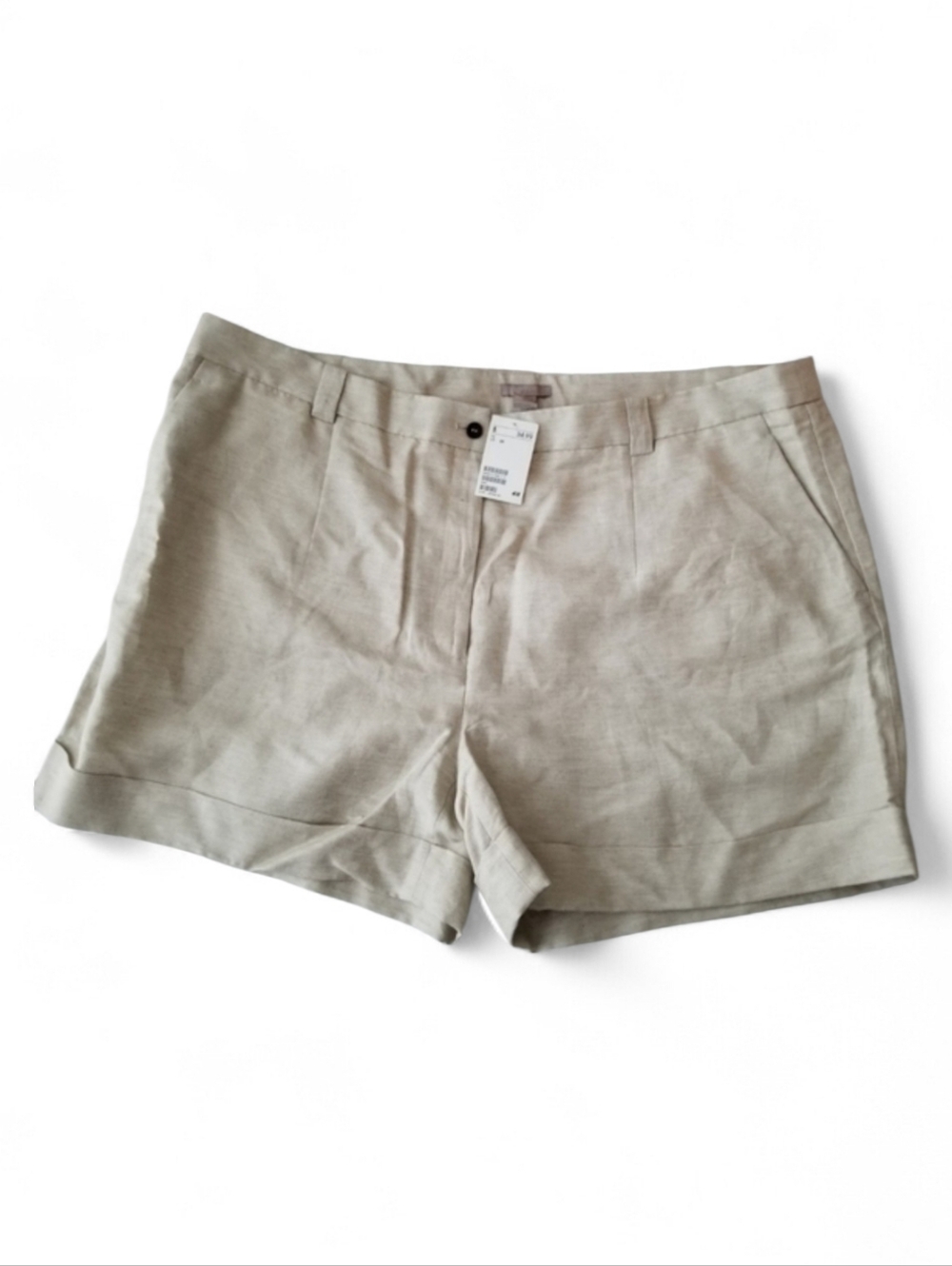NWT H&M Plus Size Beige Linen-Blend Tailored Shorts Size 26 - Picture 3 of 5